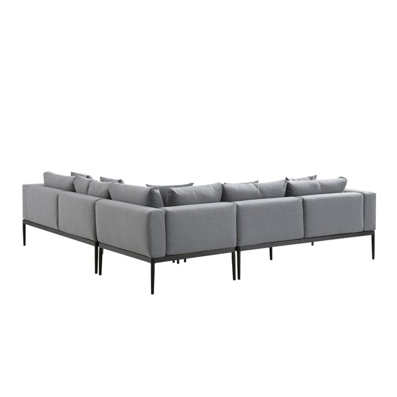 Calabasas Large Outdoor Fabric Aluminium Frame Corner Sofa Set with Coffee Table, Dark Grey - Image 6