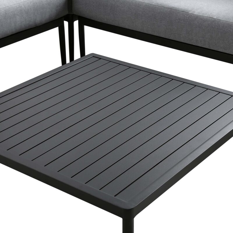 Calabasas Large Outdoor Fabric Aluminium Frame Corner Sofa Set with Coffee Table, Dark Grey - Image 8