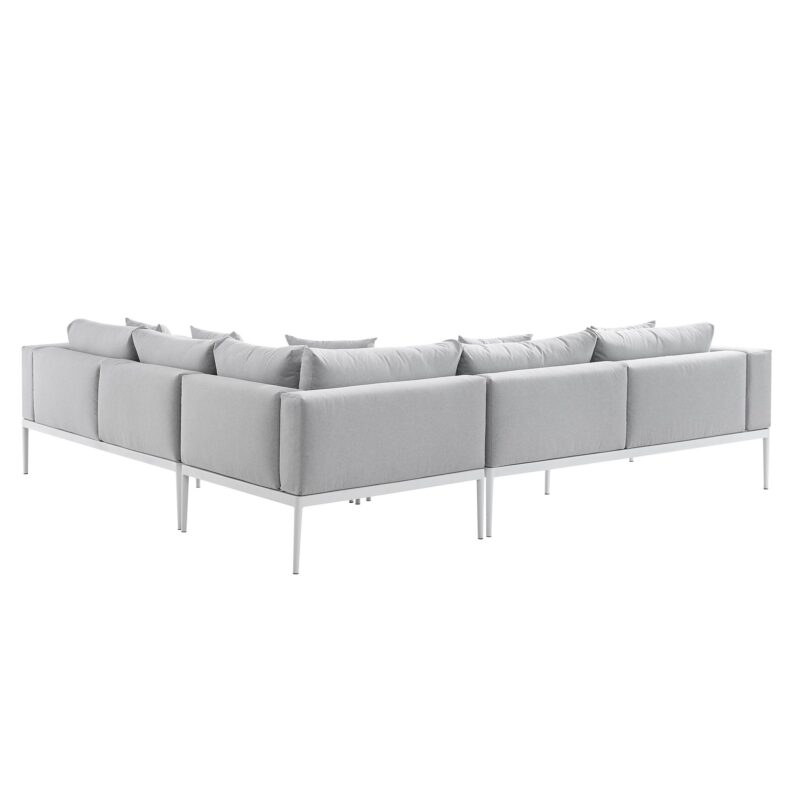 Calabasas Large Outdoor Fabric Aluminium Frame Corner Sofa Set with Coffee Table, Light Grey - Image 7