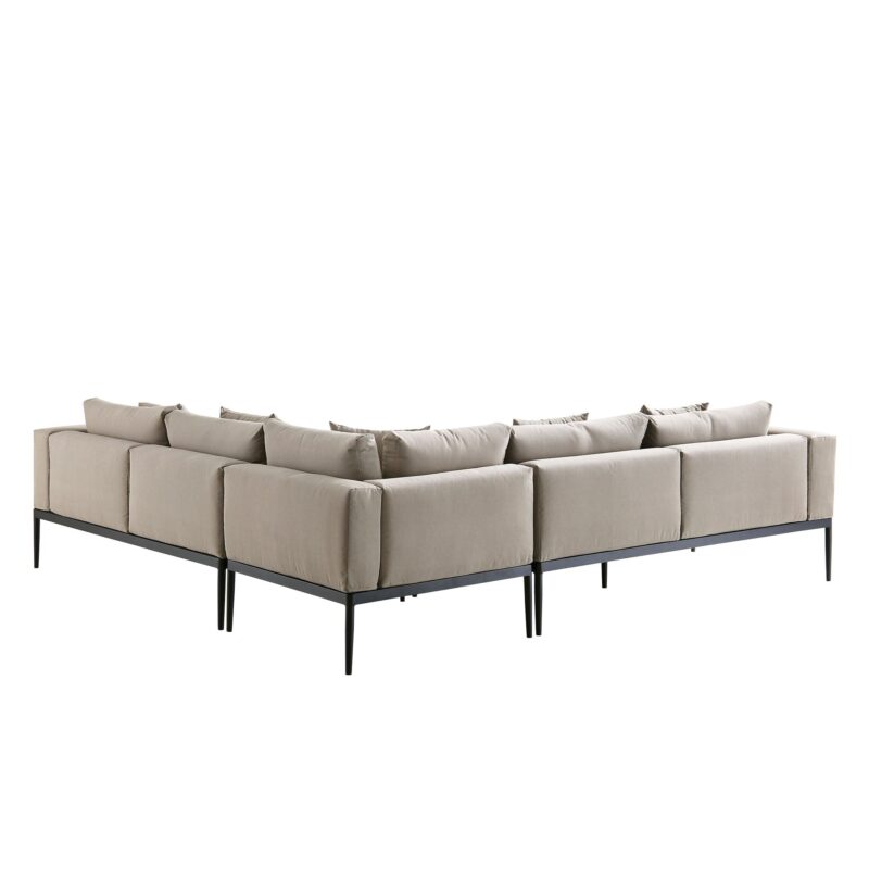 Calabasas Large Outdoor Fabric Aluminium Frame Corner Sofa Set with Coffee Table, Taupe - Image 7