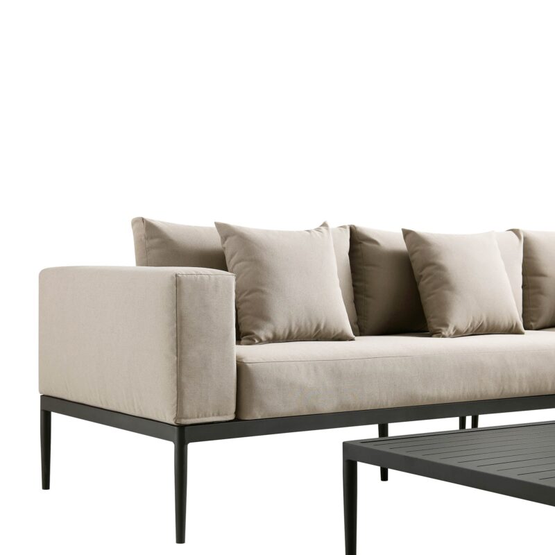 Calabasas Large Outdoor Fabric Aluminium Frame Corner Sofa Set with Coffee Table, Taupe - Image 8