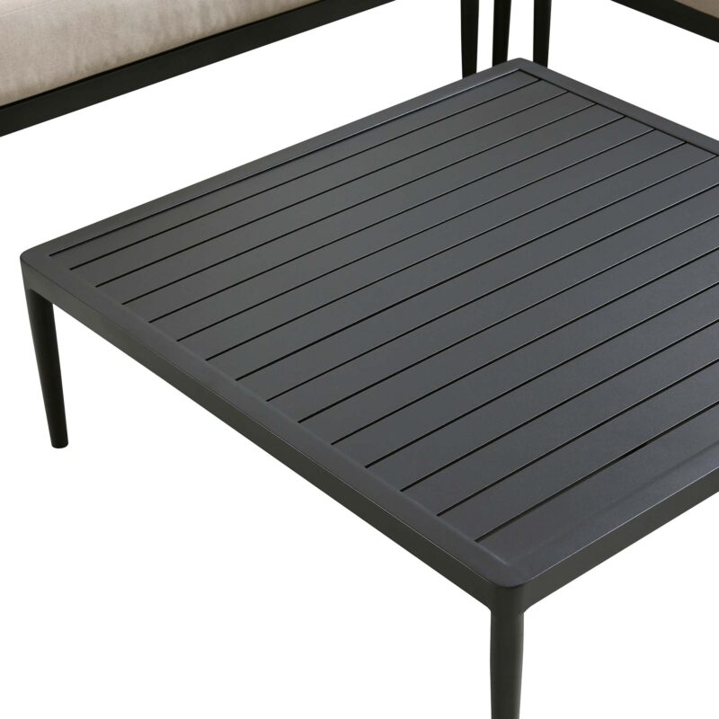 Calabasas Large Outdoor Fabric Aluminium Frame Corner Sofa Set with Coffee Table, Taupe - Image 9