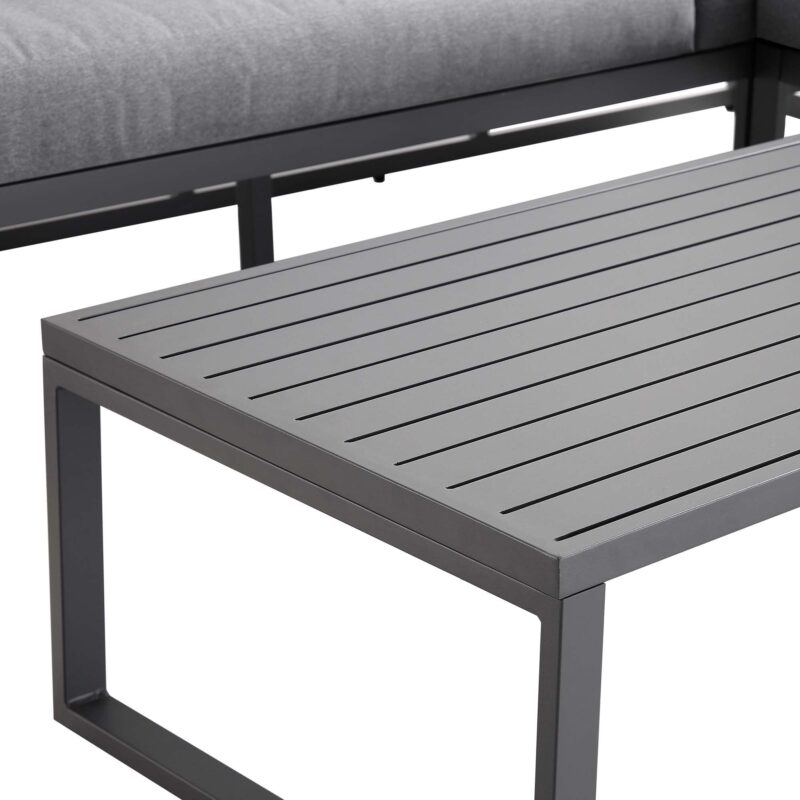 Albany Aluminium Corner Sofa Set with Reclining Back and Coffee Table, Grey - Image 15
