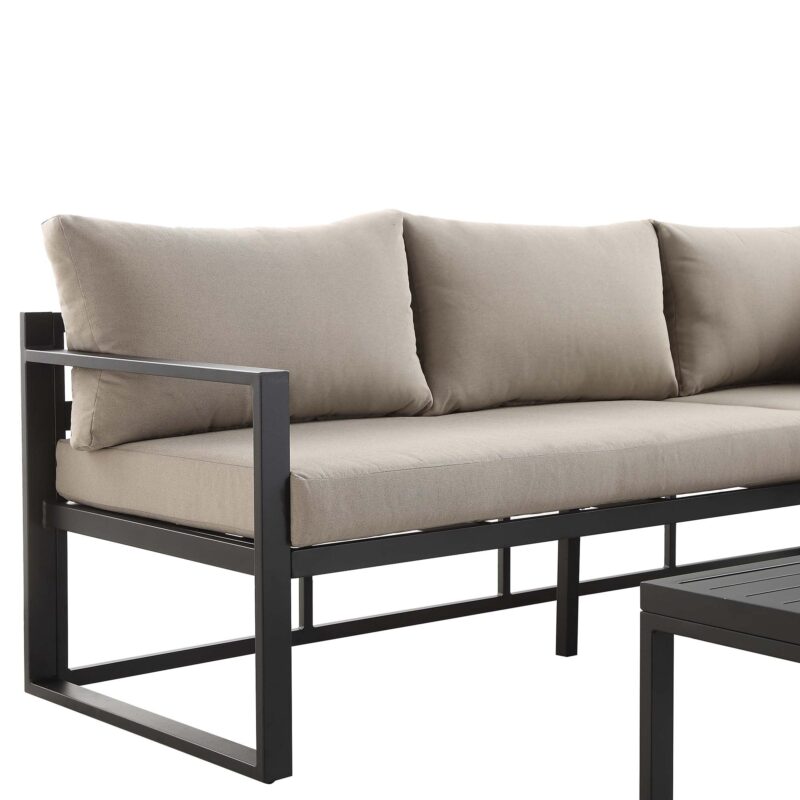 Albany Aluminium Corner Sofa Set with Reclining Back and Coffee Table, Taupe - Image 10