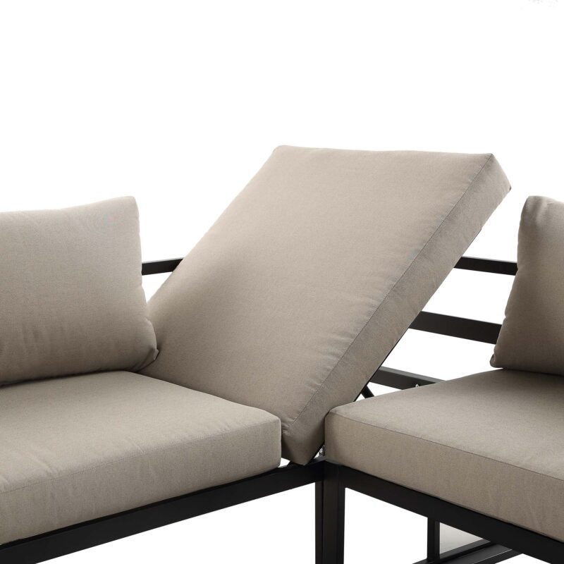 Albany Aluminium Corner Sofa Set with Reclining Back and Coffee Table, Taupe - Image 11