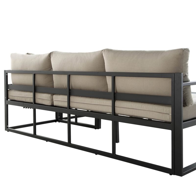 Albany Aluminium Corner Sofa Set with Reclining Back and Coffee Table, Taupe - Image 13