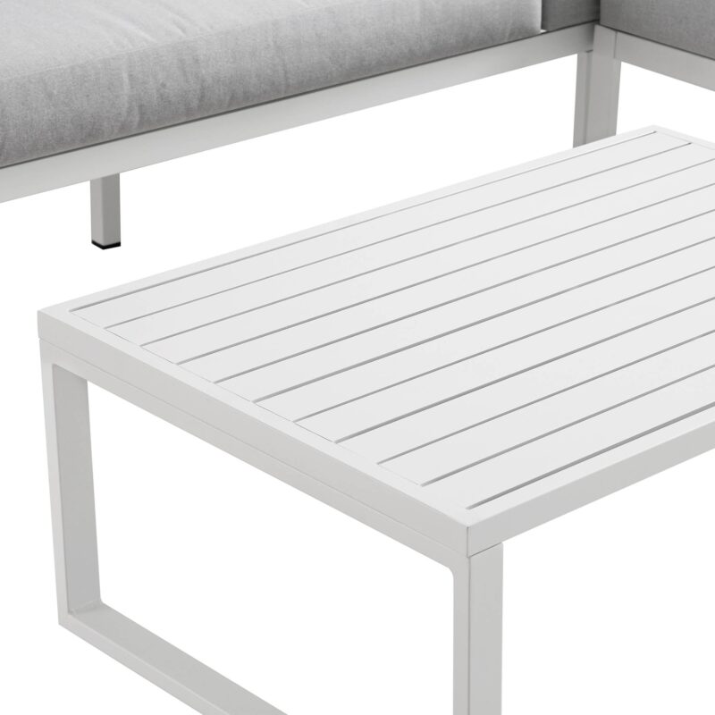 Albany Aluminium Corner Sofa Set with Reclining Back and Coffee Table, White - Image 16