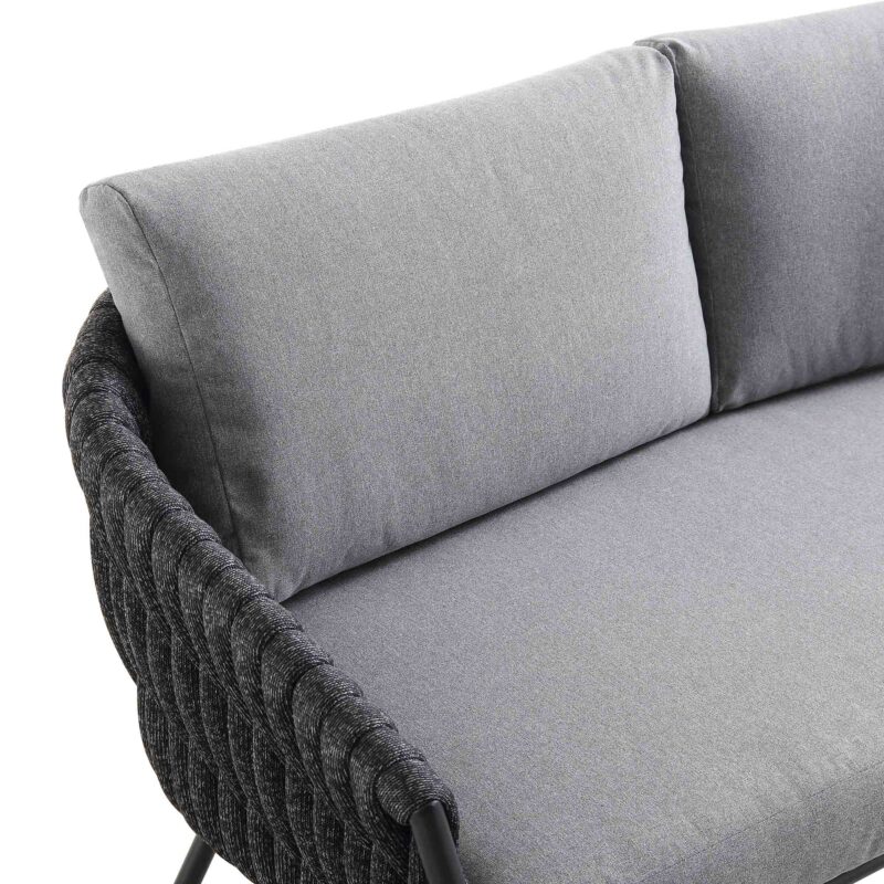Montebello 4-Seater Outdoor Black Rope and Aluminium Sofa Set with Grey Ceramic Coffee Table - Image 11