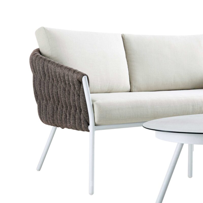 Montebello 4-Seater Outdoor Taupe Rope and Aluminium Sofa Set with White Ceramic Coffee Table - Image 8