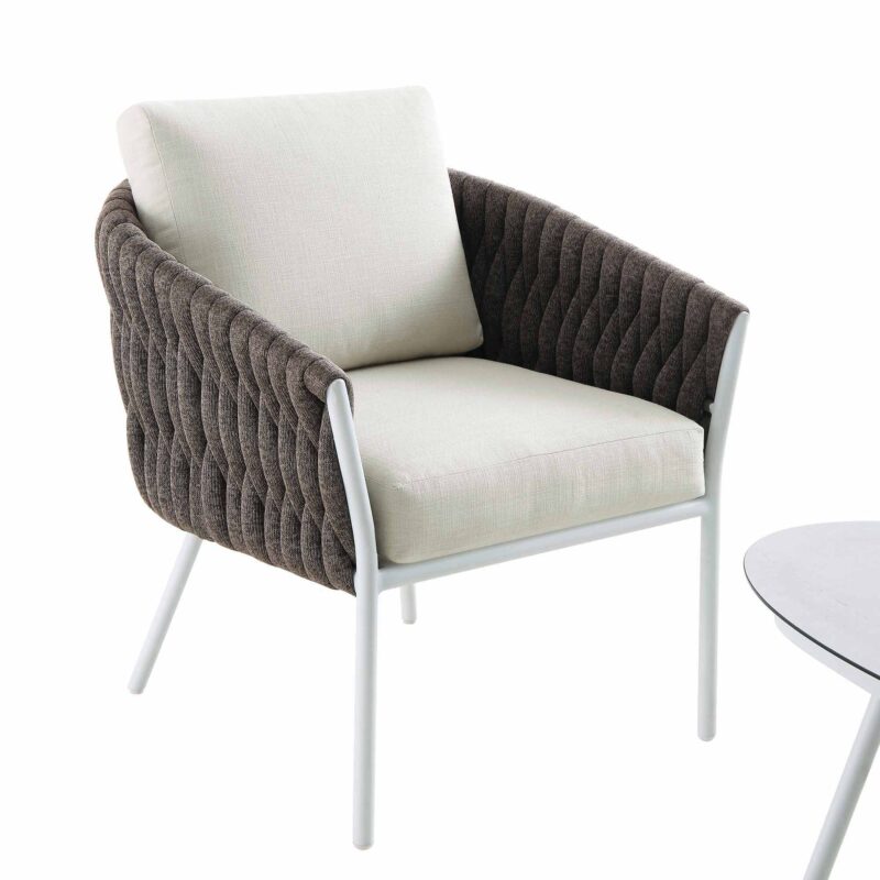 Montebello 4-Seater Outdoor Taupe Rope and Aluminium Sofa Set with White Ceramic Coffee Table - Image 9