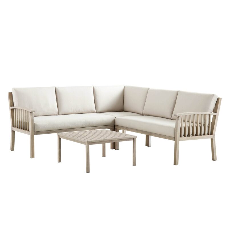 Earlswood Aluminium Washed Wood Effect Corner Sofa Set with Coffee Table - Image 4