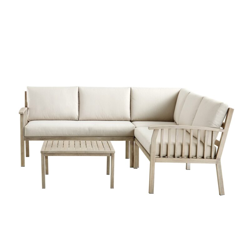 Earlswood Aluminium Washed Wood Effect Corner Sofa Set with Coffee Table - Image 5