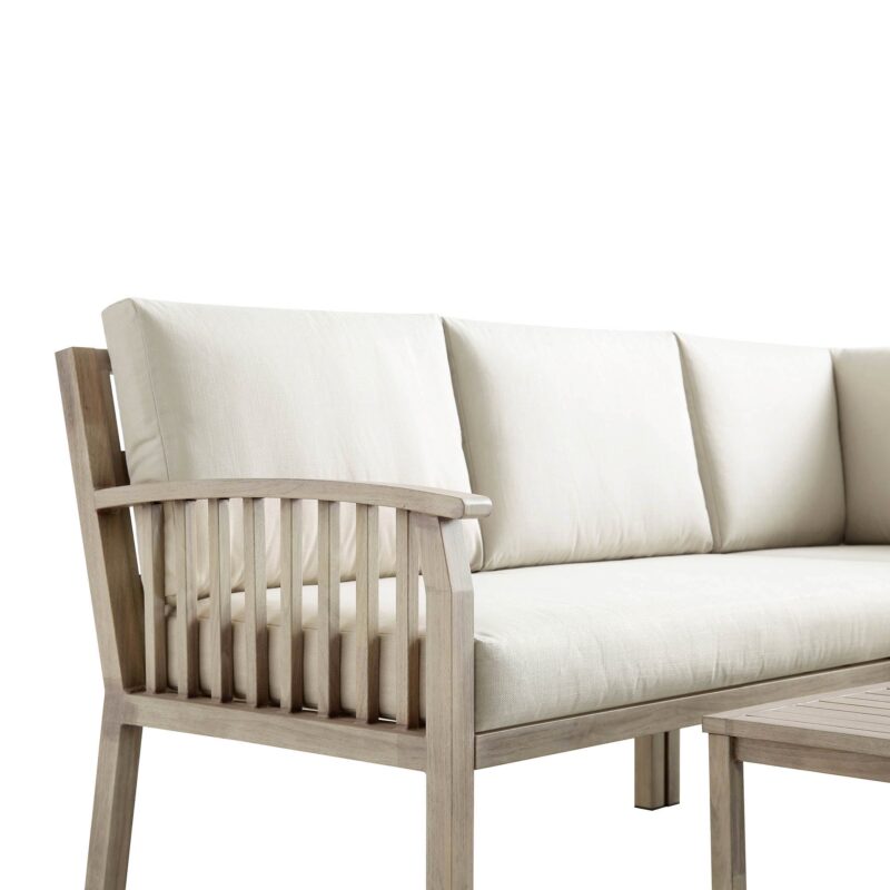 Earlswood Aluminium Washed Wood Effect Corner Sofa Set with Coffee Table - Image 8