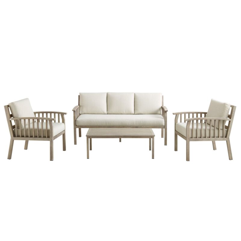 Earlswood Aluminium Washed Wood Effect Sofa Set with Coffee Table - Image 5