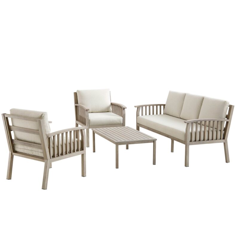 Earlswood Aluminium Washed Wood Effect Sofa Set with Coffee Table - Image 7