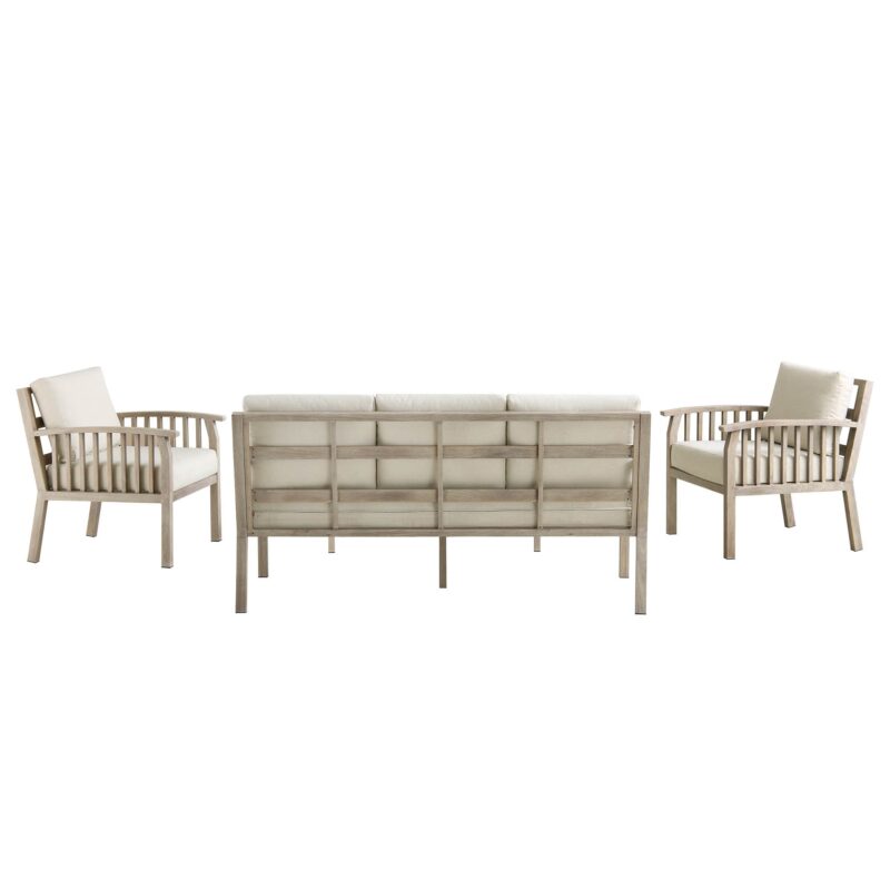 Earlswood Aluminium Washed Wood Effect Sofa Set with Coffee Table - Image 8