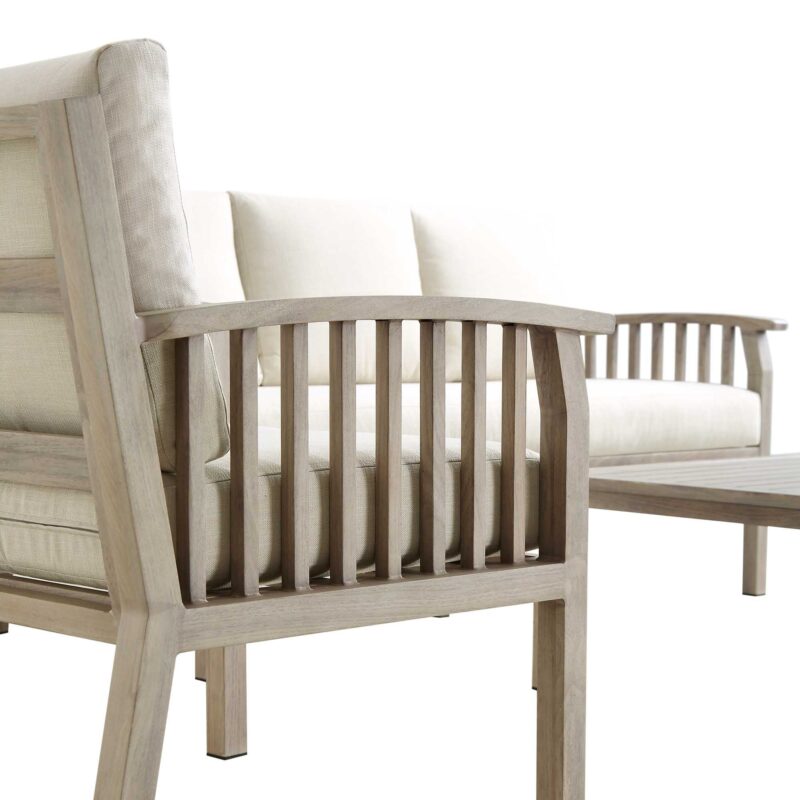 Earlswood Aluminium Washed Wood Effect Sofa Set with Coffee Table - Image 10