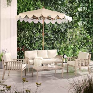 Earlswood Aluminium Washed Wood Effect Sofa Set with Coffee Table
