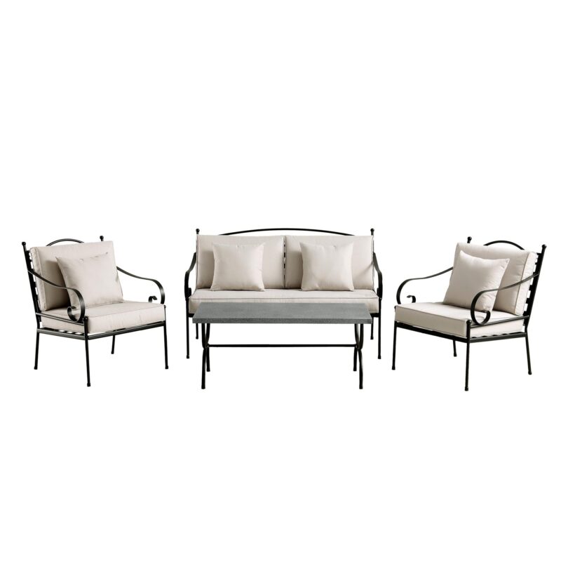 Haymes Indoor and Outdoor Metal Sofa Set with Coffee Table - Image 3