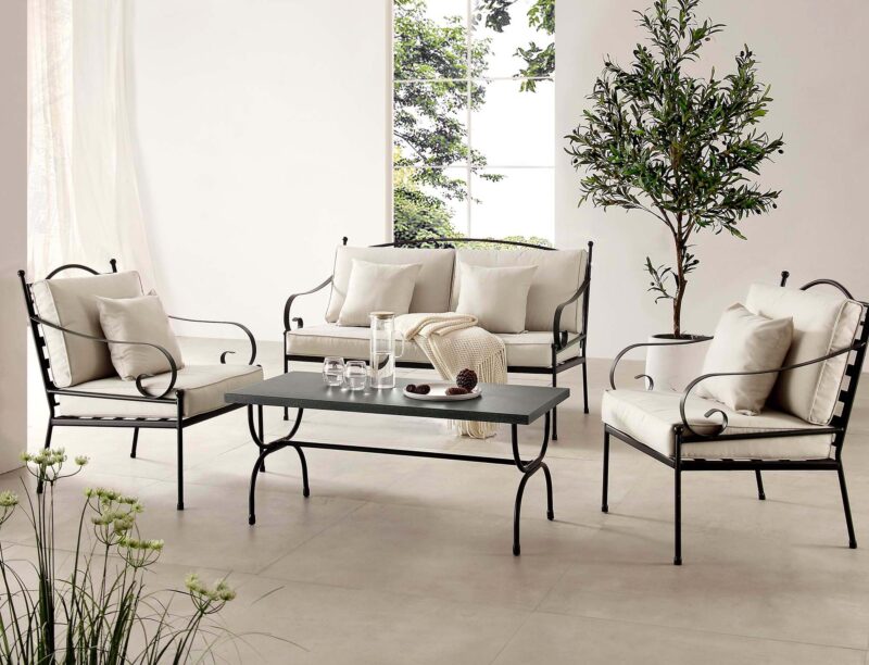 Haymes Indoor and Outdoor Metal Sofa Set with Coffee Table - Image 2