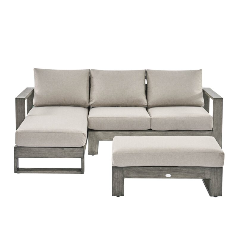 Montrose Aluminium Outdoor Sofa Set with Chaise, Brushed Silver Oak - Image 6