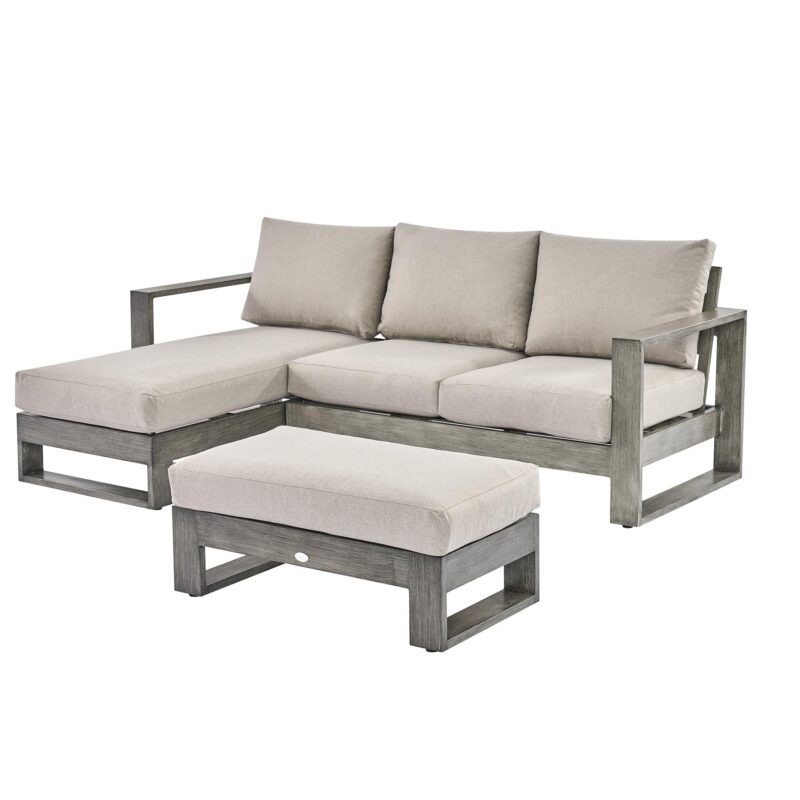 Montrose Aluminium Outdoor Sofa Set with Chaise, Brushed Silver Oak - Image 7