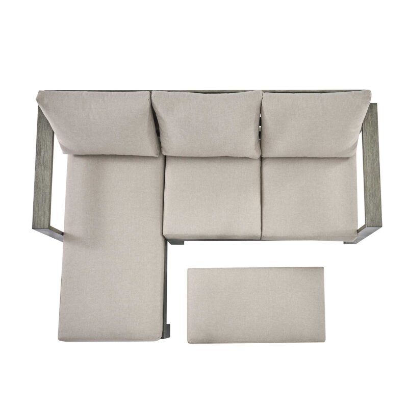Montrose Aluminium Outdoor Sofa Set with Chaise, Brushed Silver Oak - Image 10