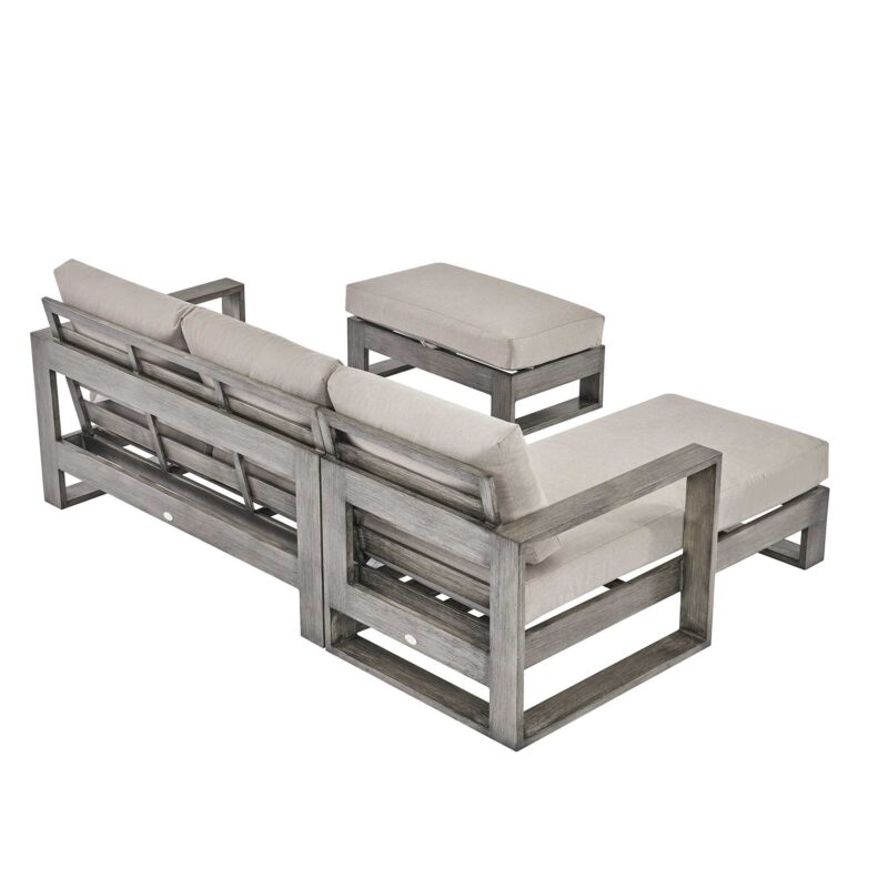 Montrose Aluminium Outdoor Sofa Set with Chaise, Brushed Silver Oak - Image 11