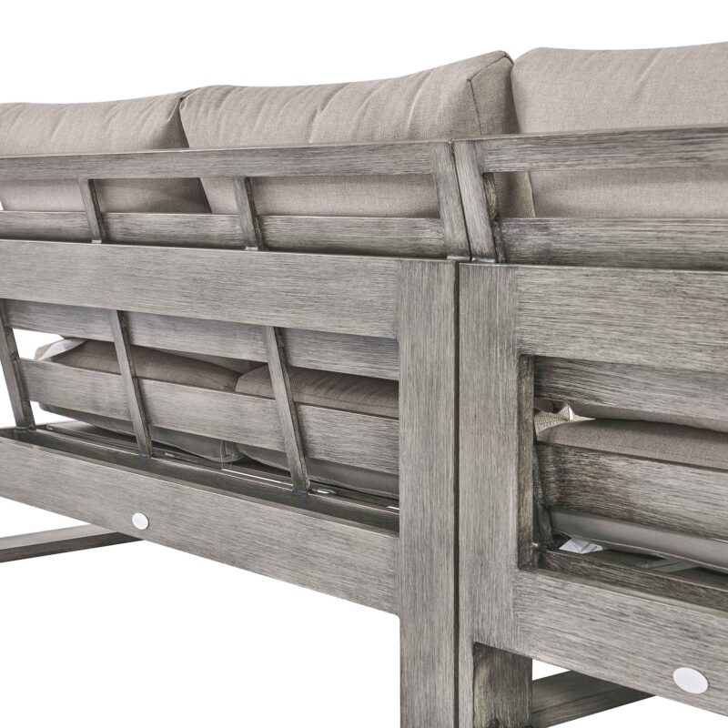 Montrose Aluminium Outdoor Sofa Set with Chaise, Brushed Silver Oak - Image 15