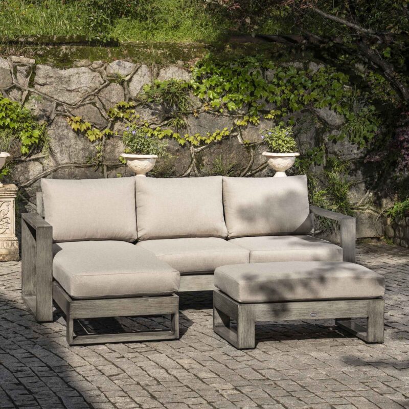 Montrose Aluminium Outdoor Sofa Set with Chaise, Brushed Silver Oak - Image 2