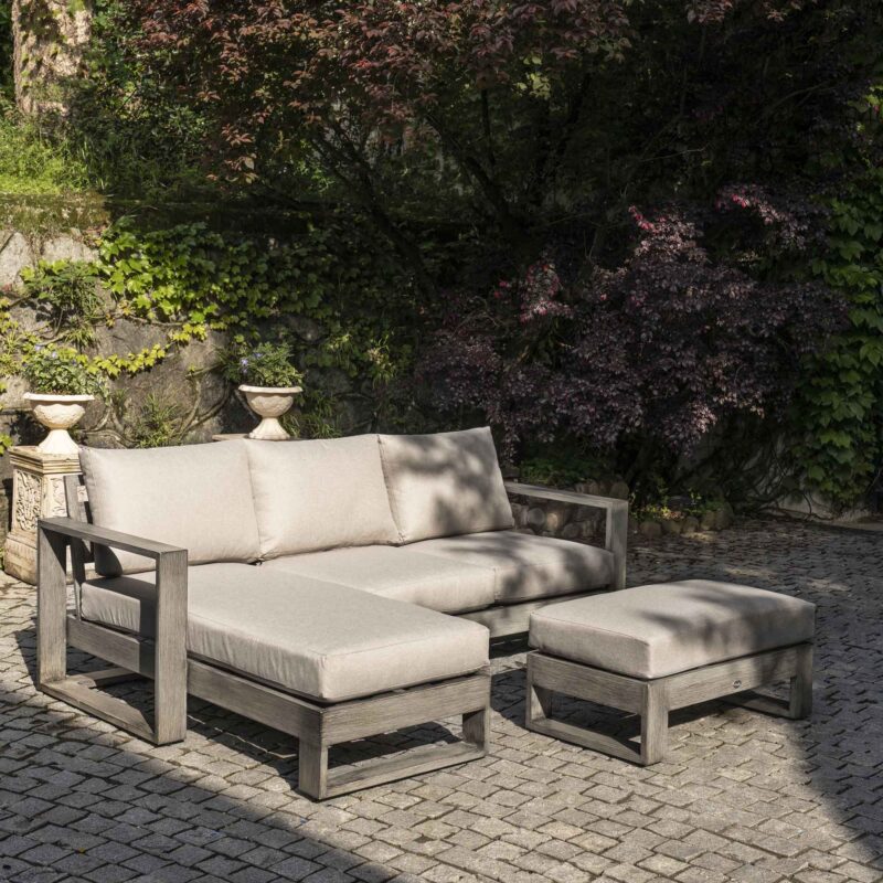 Montrose Aluminium Outdoor Sofa Set with Chaise, Brushed Silver Oak - Image 3