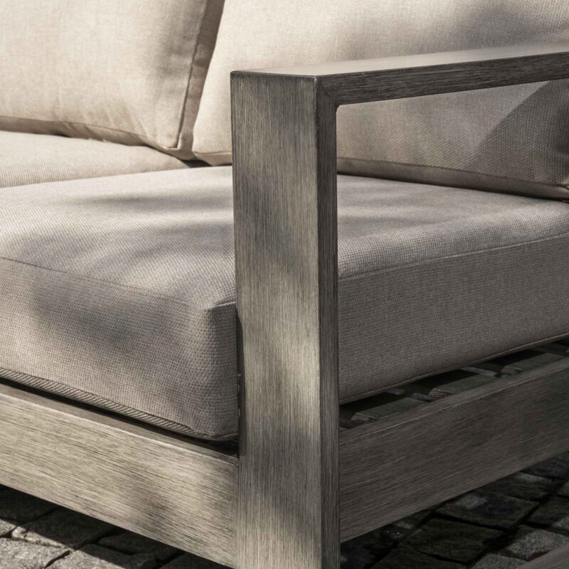 Montrose Aluminium Outdoor Sofa Set with Chaise, Brushed Silver Oak - Image 5