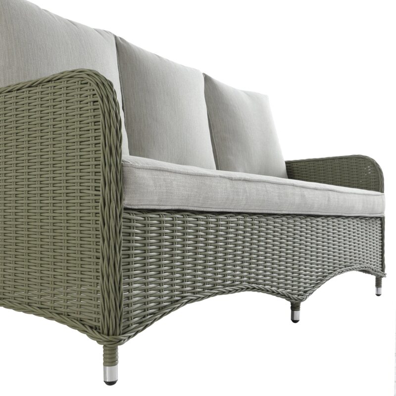 Hampshire 7-Seater Round Wicker Rattan Sofa Set with Rising Table, Desert Sage - Image 16