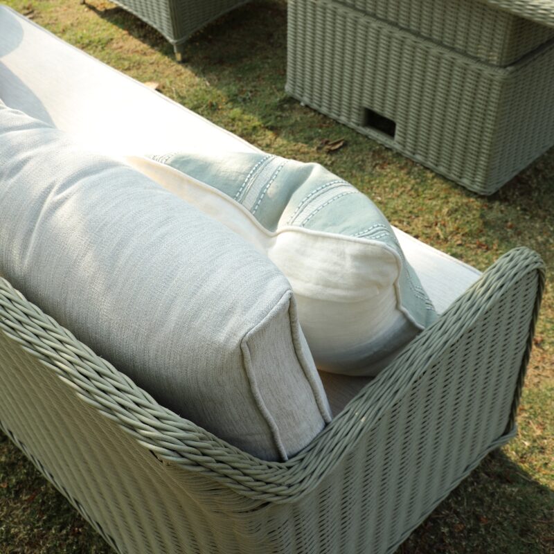 Hampshire 7-Seater Round Wicker Rattan Sofa Set with Rising Table, Desert Sage - Image 7