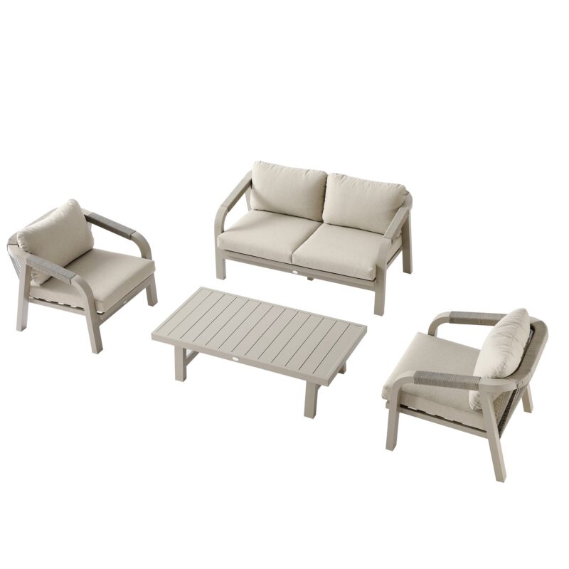 Manresa Rope 5-Seater Sofa Set, Taupe and Beige - Image 13