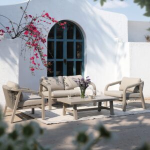 Manresa Rope 5-Seater Sofa Set, Taupe and Beige