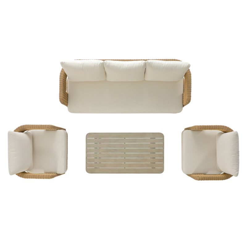 Stanford Round Wicker Outdoor 5-Seater Sofa Set, Natural - Image 5