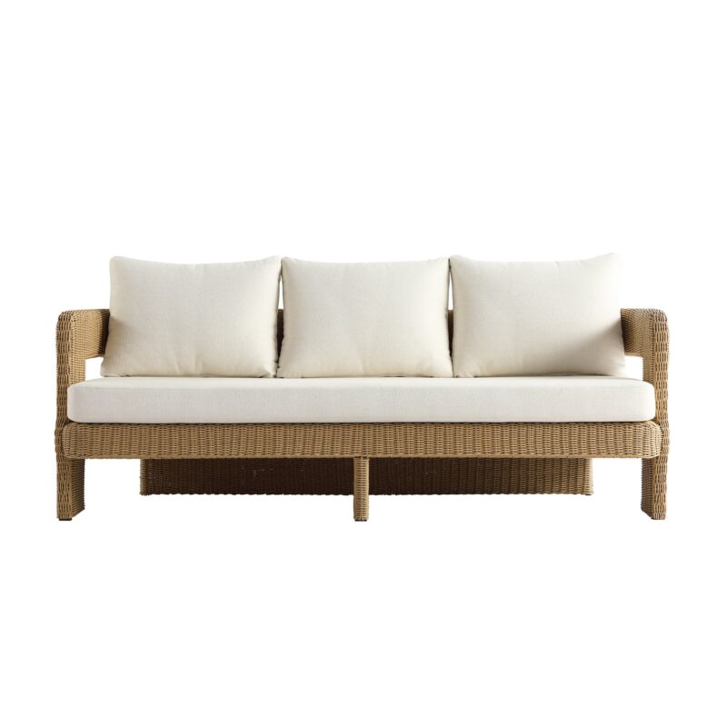 Stanford Round Wicker Outdoor 5-Seater Sofa Set, Natural - Image 6