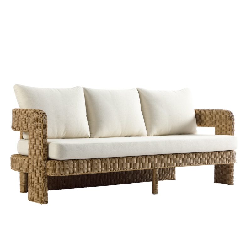 Stanford Round Wicker Outdoor 5-Seater Sofa Set, Natural - Image 7