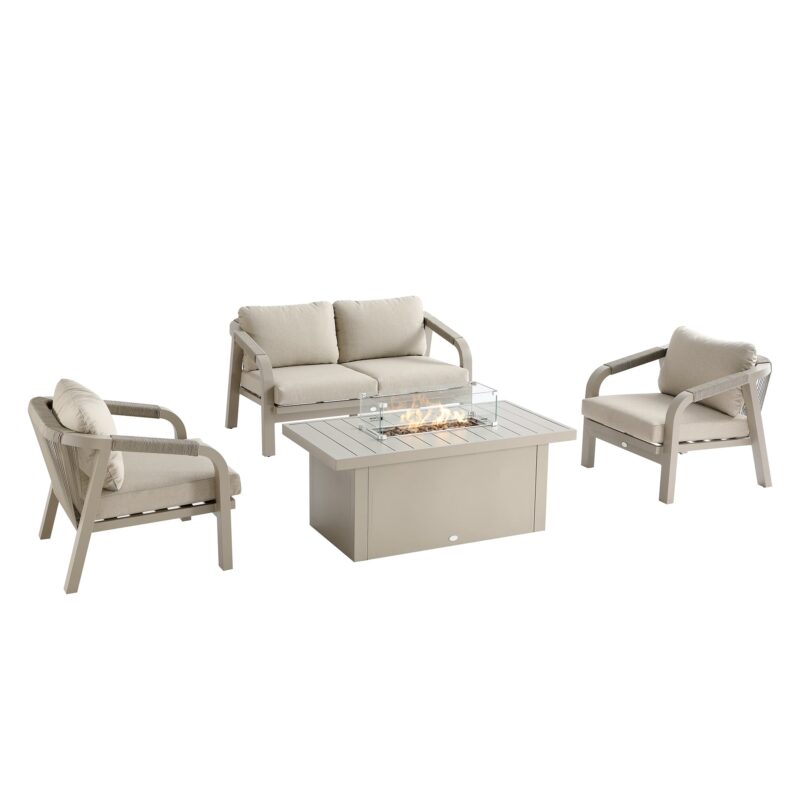 Manresa Rope 5-Seater Firepit Sofa Set, Taupe and Beige - Image 8