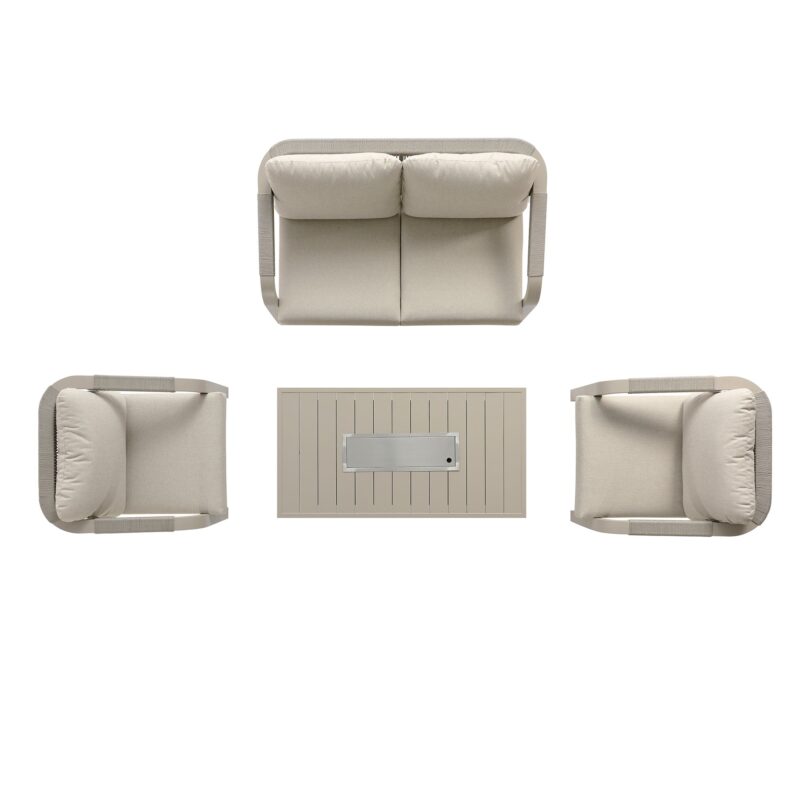 Manresa Rope 5-Seater Firepit Sofa Set, Taupe and Beige - Image 11