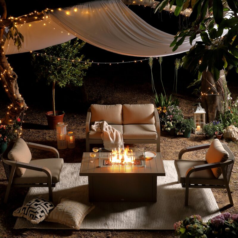 Manresa Rope 5-Seater Firepit Sofa Set, Taupe and Beige - Image 2
