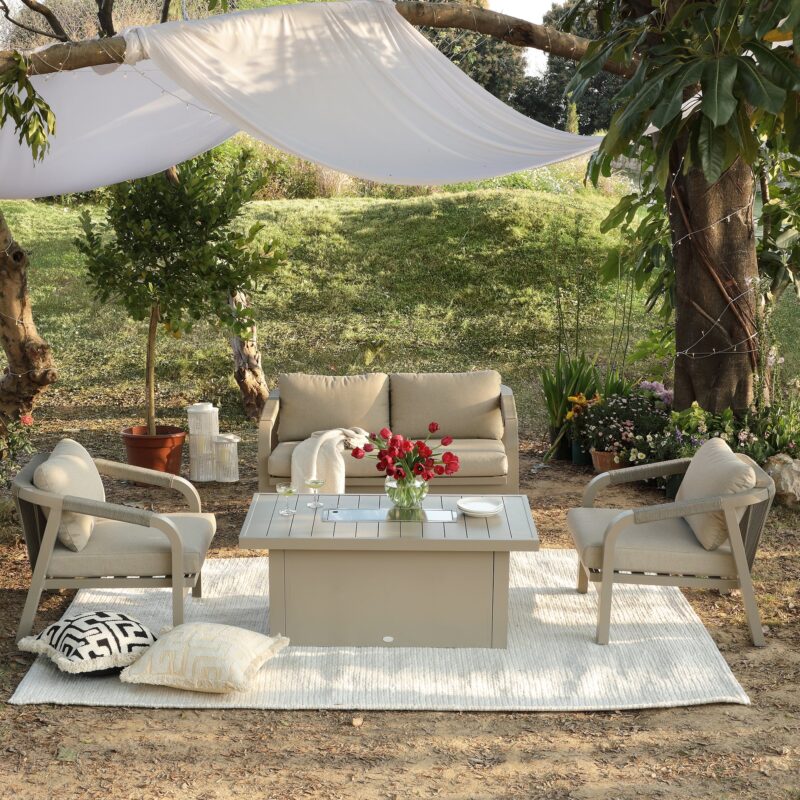 Manresa Rope 5-Seater Firepit Sofa Set, Taupe and Beige - Image 6