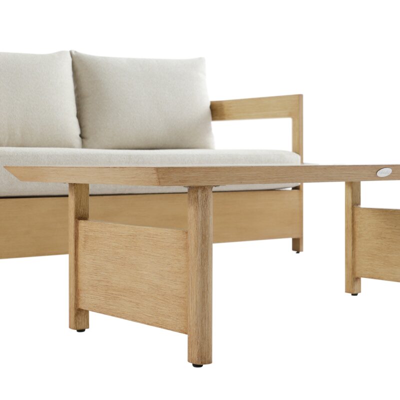 Stanford Outdoor 5-Seater Sofa Set, Natural with Beige Boucle Fabric - Image 12