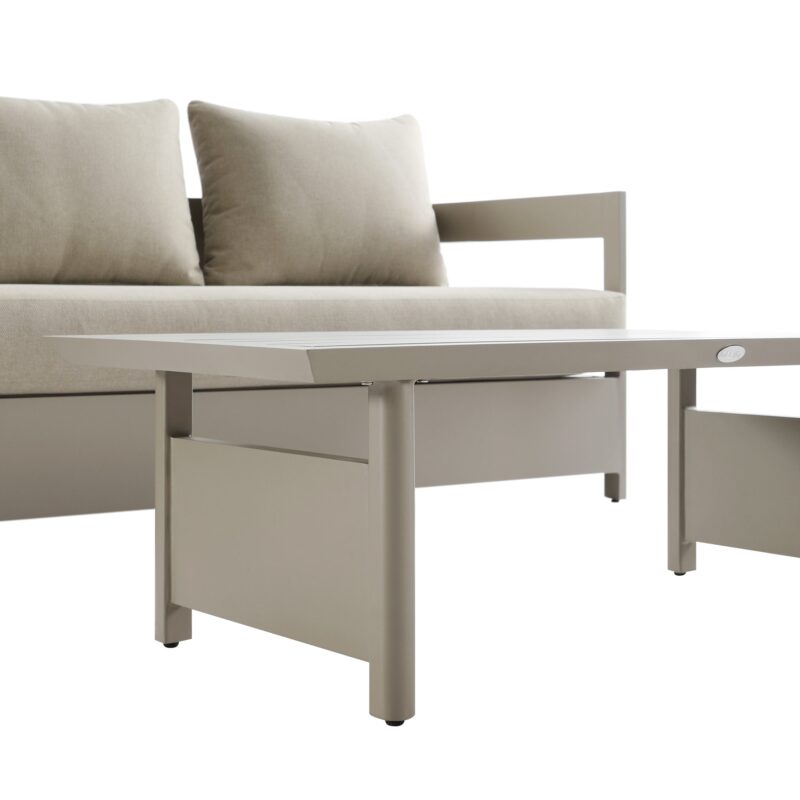Stanford Outdoor 5-Seater Sofa Set, Taupe with Light Taupe Fabric - Image 12