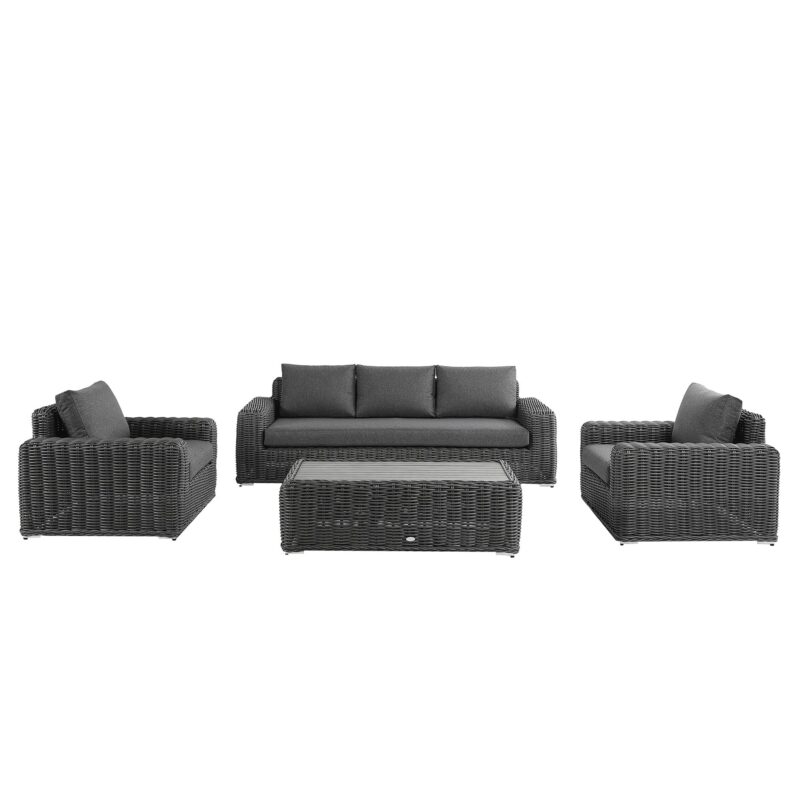 Bellagio Round Wicker Sofa Set with Coffee Table, Dark Grey - Image 2