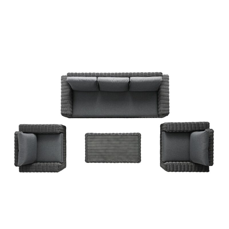 Bellagio Round Wicker Sofa Set with Coffee Table, Dark Grey - Image 5