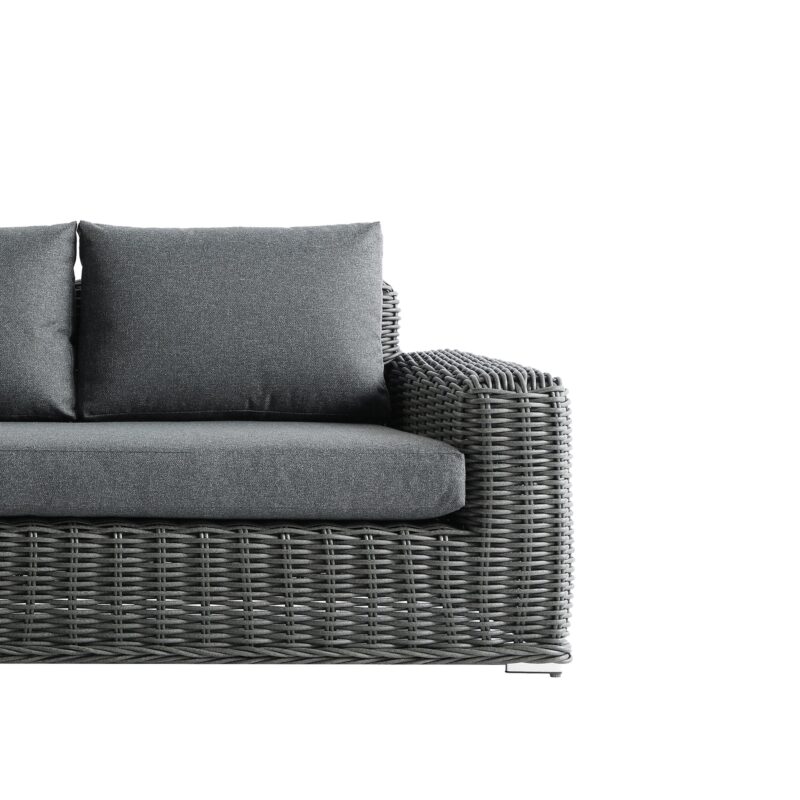 Bellagio Round Wicker Sofa Set with Coffee Table, Dark Grey - Image 7