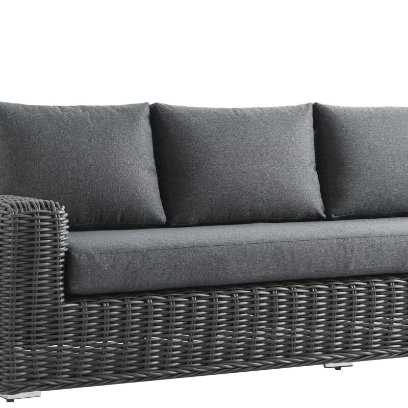 Bellagio Round Wicker Sofa Set with Coffee Table, Dark Grey - Image 8