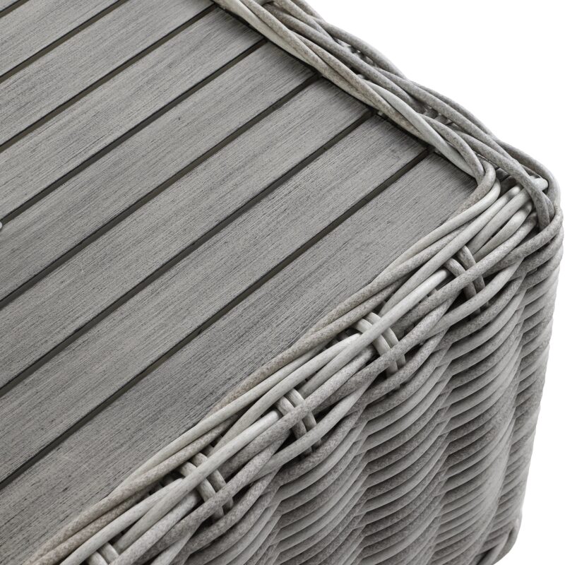 Bellagio Round Wicker Sofa Set with Coffee Table, Light Grey with Taupe Stripes - Image 9
